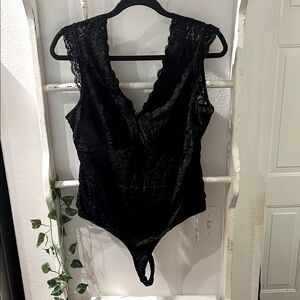 Elegant Black Lace Bodysuit